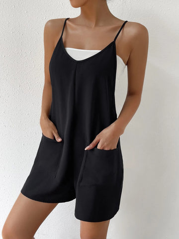 Dual Pocket Cami Romper Without Tube Top