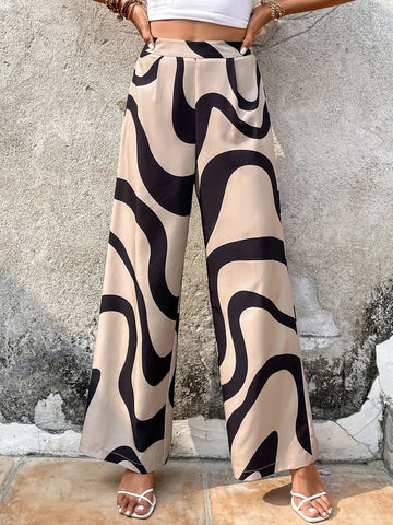 EMERY ROSE Allover Print Wide Leg Pants