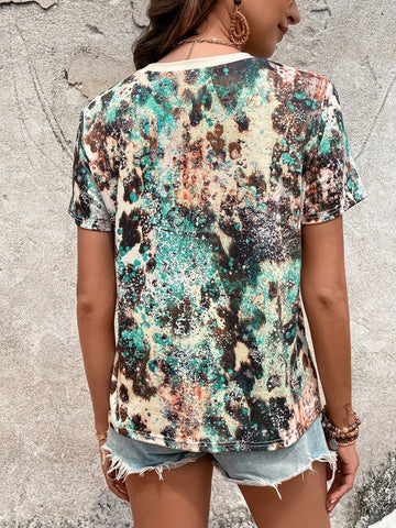 EMERY ROSE Letter & Floral Print Tee