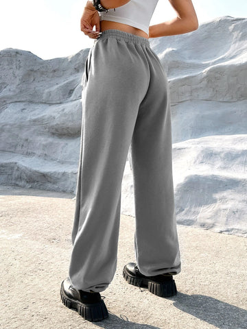 EZwear Western Cowgirl Figure & Slogan Graphic Slant Pocket Sweatpants