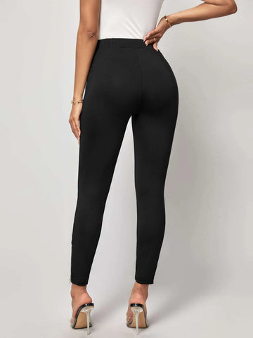 EMERY ROSE Solid Zip Hem Leggings