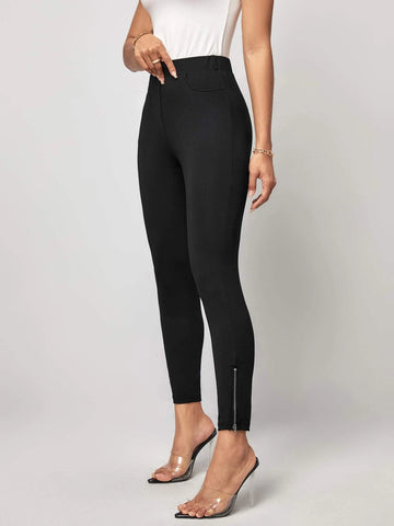 EMERY ROSE Solid Zip Hem Leggings