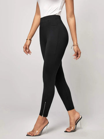 EMERY ROSE Solid Zip Hem Leggings
