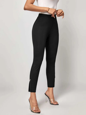 EMERY ROSE Solid Zip Hem Leggings