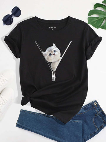 Cat Print Tee