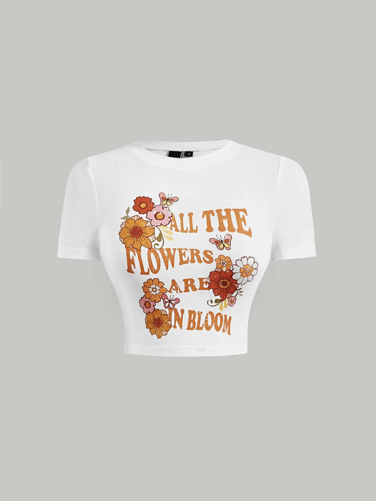 MOD Floral & Slogan Graphic Crop Tee