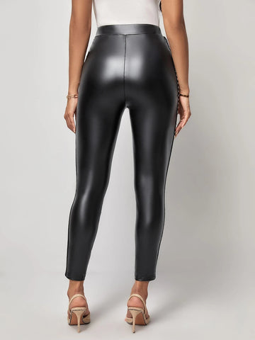 EMERY ROSE Studded Detail PU Leather Skinny Pants