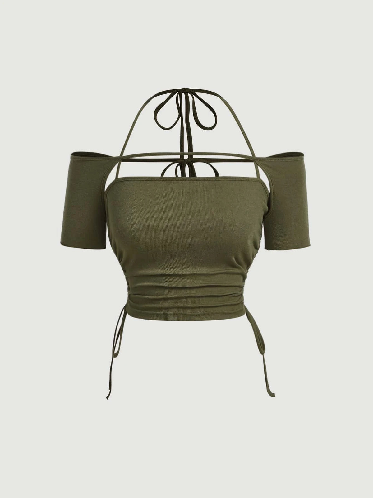 MOD Solid Drawstring Side Crop Tee