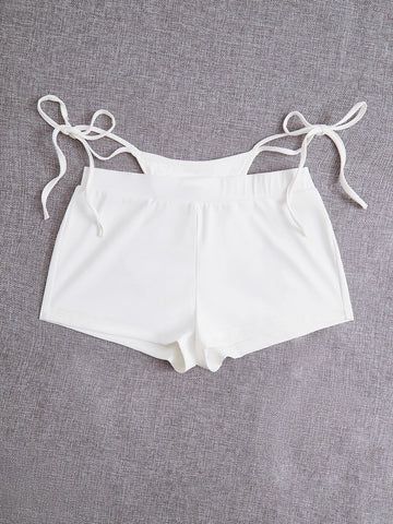 ICON Rhinestone Letter Graphic Cut Out Waist Shorts