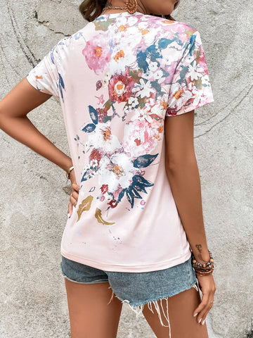 EMERY ROSE Floral Print Tee