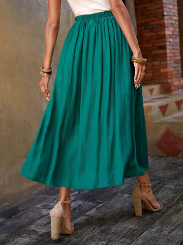 EMERY ROSE Solid Elastic Waist Hidden Pocket Skirt