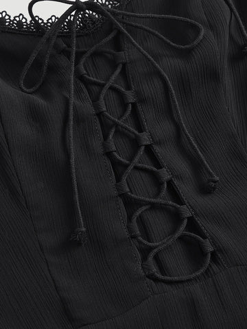 Solid Lace Up Cami Dress