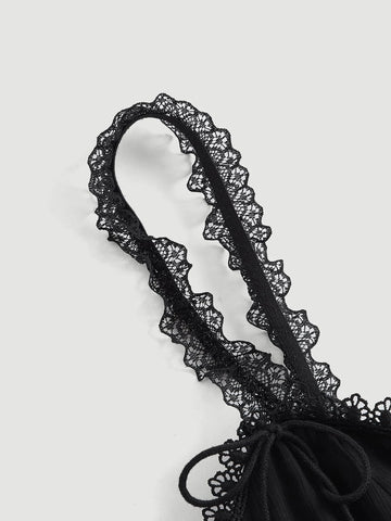 Solid Lace Up Cami Dress