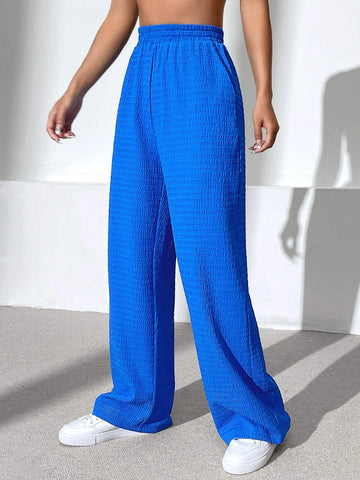EZwear Solid Slant Pocket Wide Leg Pants