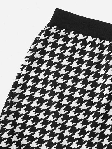 Houndstooth Print Crop Tank Top & Bodycon Skirt