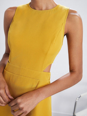 Cut Out Waist Wrap Hem Romper
