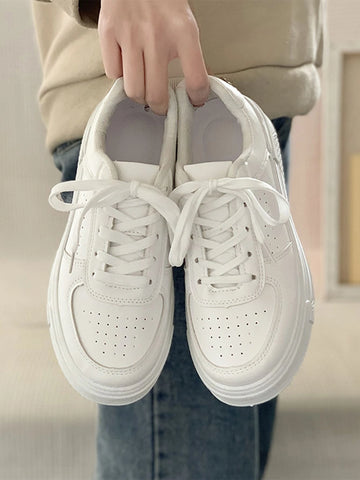 Women Eyelet Detail Lace-up Front Casual Shoes, Sporty Outdoor Skate Shoes