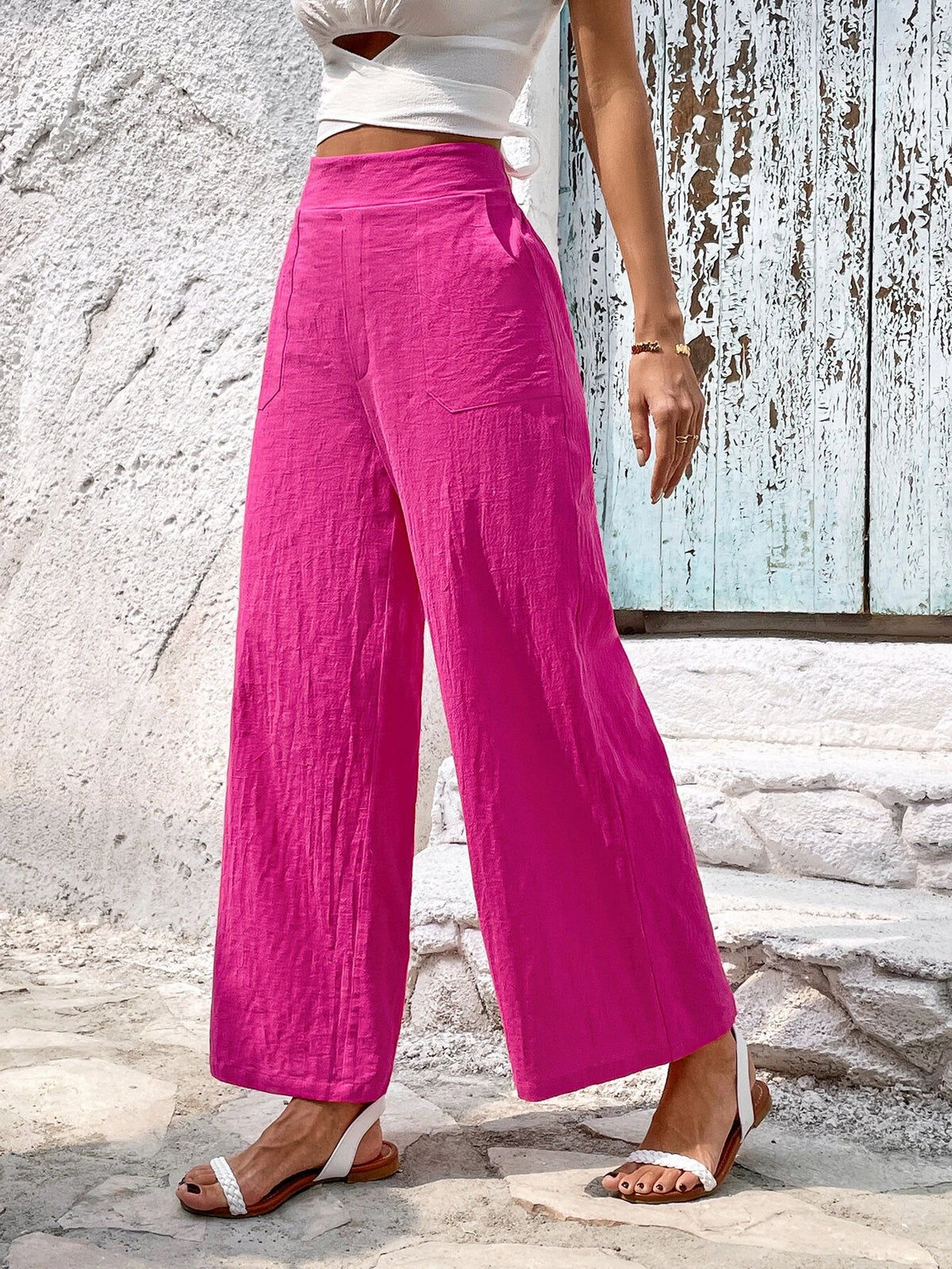 VCAY Solid Wide Leg Pants