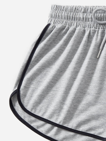 Letter Graphic Raglan Sleeve Crop Tee & Drawstring Waist Shorts