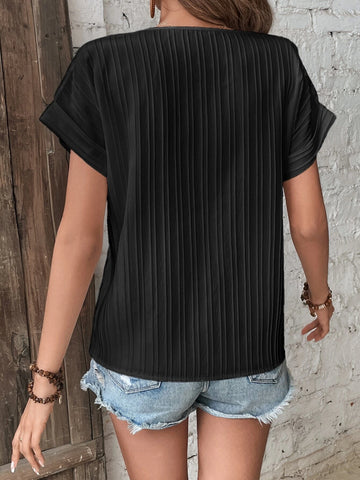 Frenchy Solid Batwing Sleeve Blouse