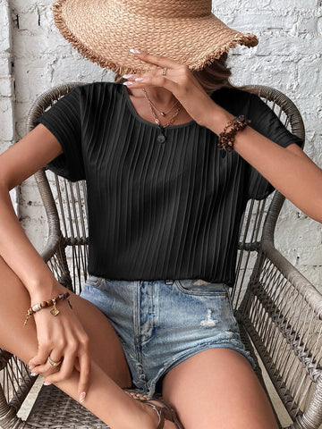 Frenchy Solid Batwing Sleeve Blouse