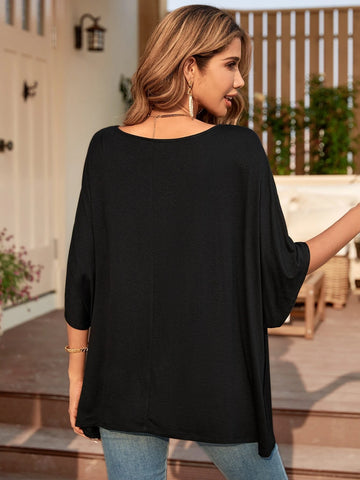 EMERY ROSE Solid Batwing Sleeve Tee