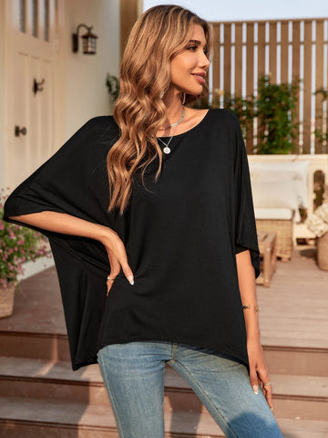 EMERY ROSE Solid Batwing Sleeve Tee