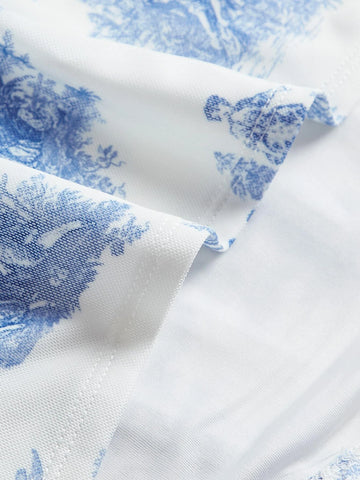 MOD Landscape Print Square Neck Lettuce Trim Curved Hem Tee