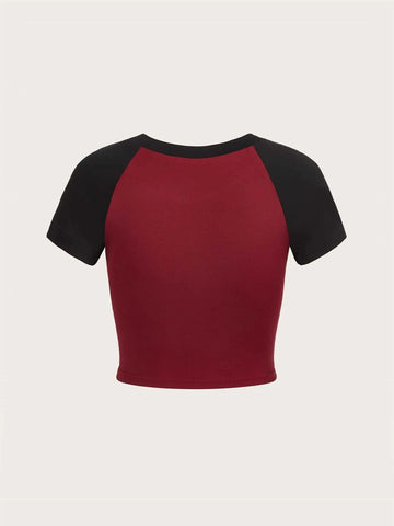 ICON Figure & Letter Graphic Raglan Sleeve Crop Tee