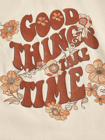 MOD Slogan Graphic Contrast Binding Crop Tee