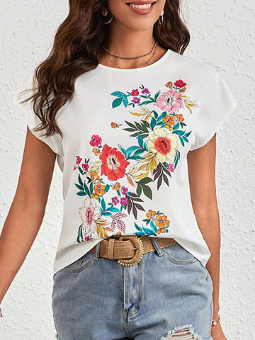 EMERY ROSE Floral Print Batwing Sleeve Blouse