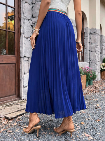 EMERY ROSE Solid Pleated Hem Skirt