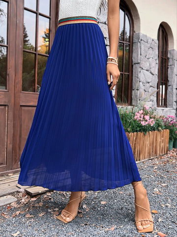 EMERY ROSE Solid Pleated Hem Skirt