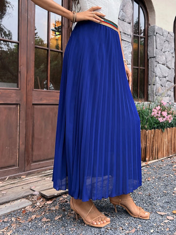 EMERY ROSE Solid Pleated Hem Skirt