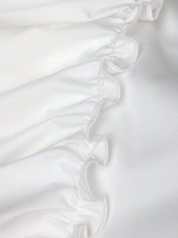 One Shoulder Ruffle Trim Bodysuit