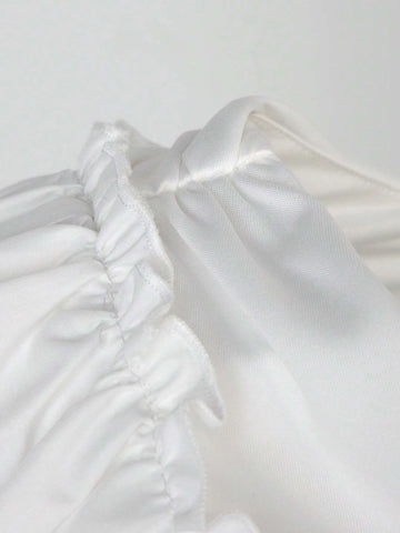One Shoulder Ruffle Trim Bodysuit