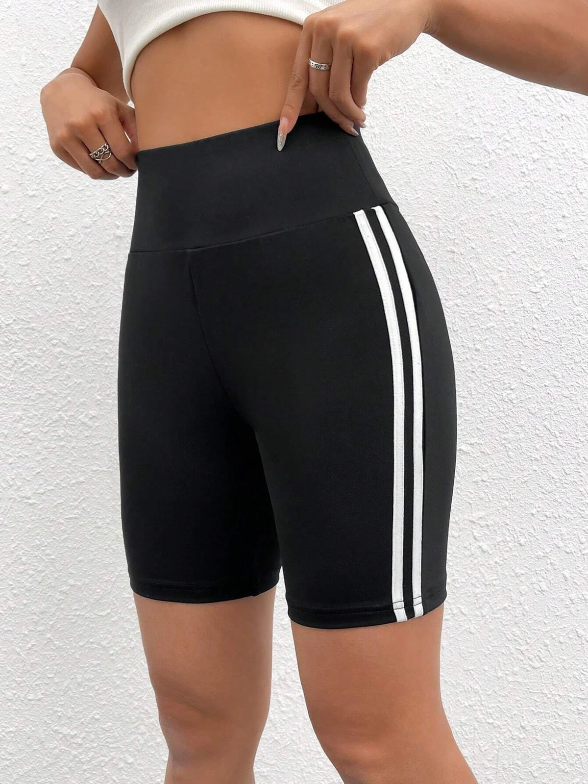 EZwear Striped Tape Side Biker Shorts