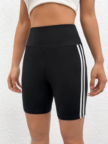 EZwear Striped Tape Side Biker Shorts