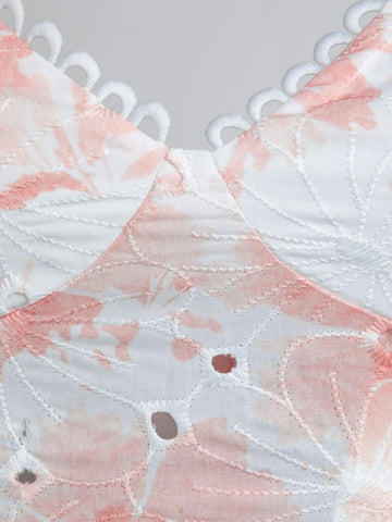 Floral Print Cut Out Waist Ruffle Hem Cami Romper