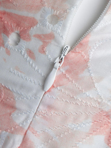 Floral Print Cut Out Waist Ruffle Hem Cami Romper