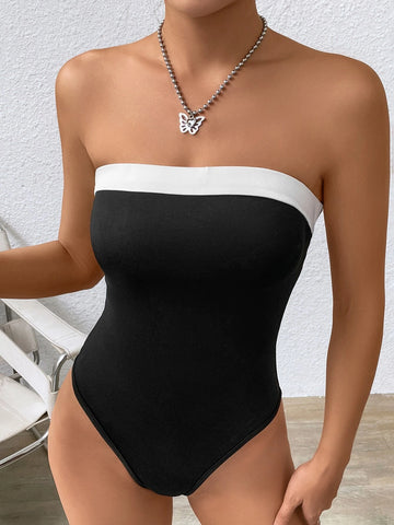 Contrast Trim Tube Bodysuit