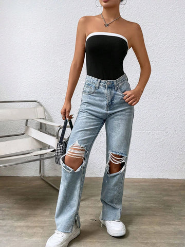 Contrast Trim Tube Bodysuit