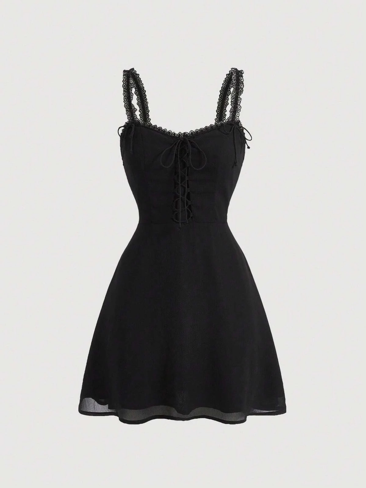 Solid Lace Up Cami Dress