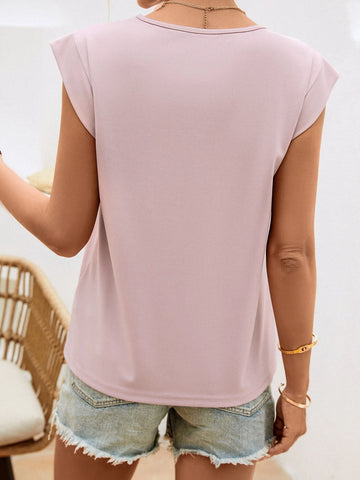 EMERY ROSE Solid Cap Sleeve Tee