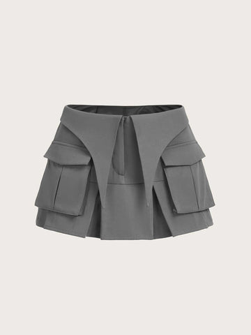 ICON Flap Pocket Pleated Hem Cargo Skirt