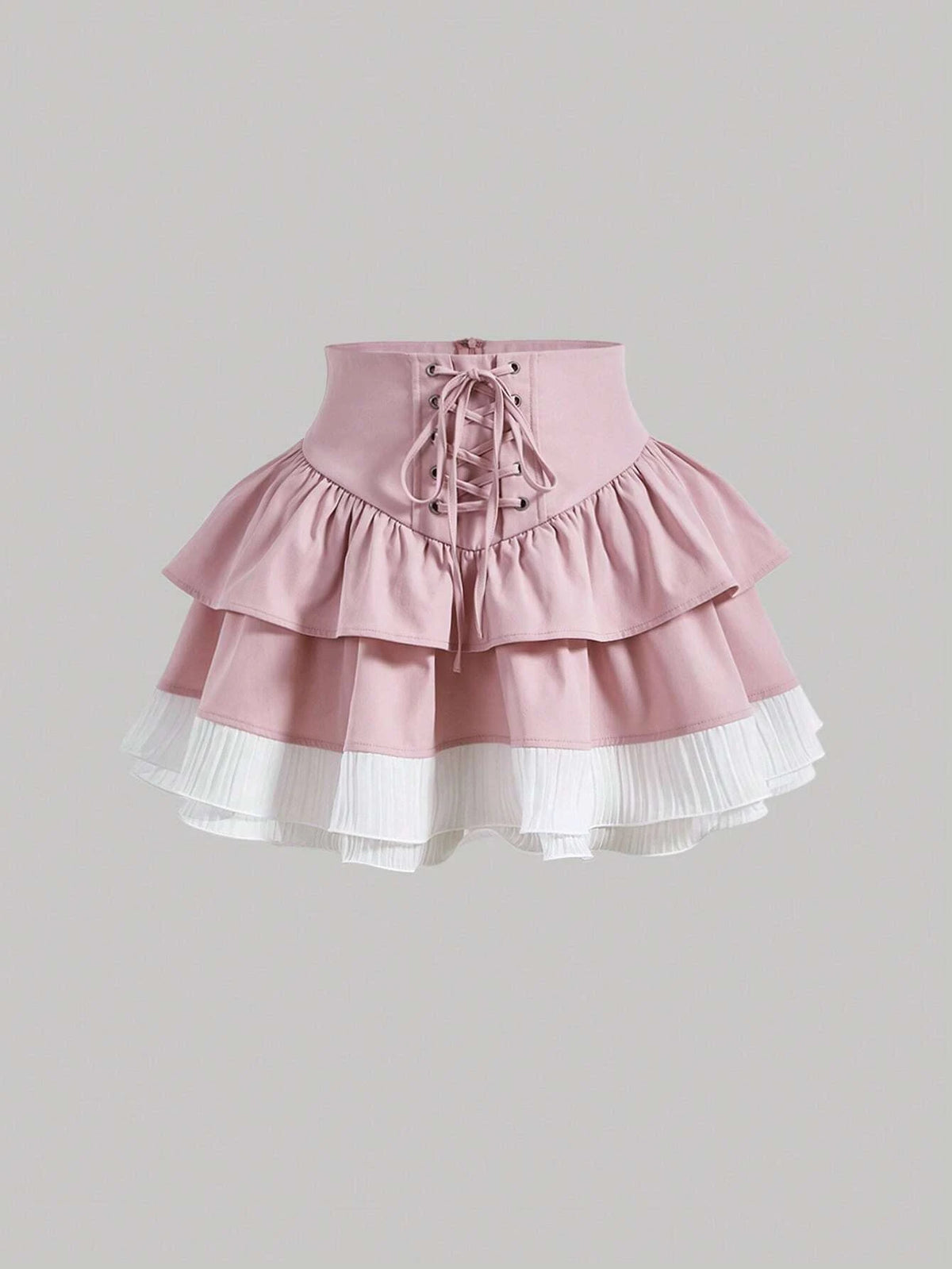 MOD Lace Up Front Two Layer Hem Skirt