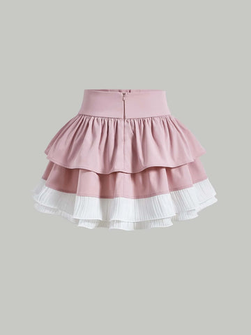 MOD Lace Up Front Two Layer Hem Skirt