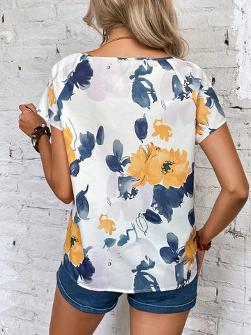 EMERY ROSE Floral Print Batwing Sleeve Blouse