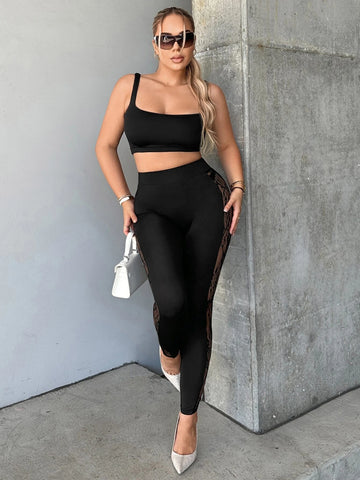 SXY Contrast Lace Leggings