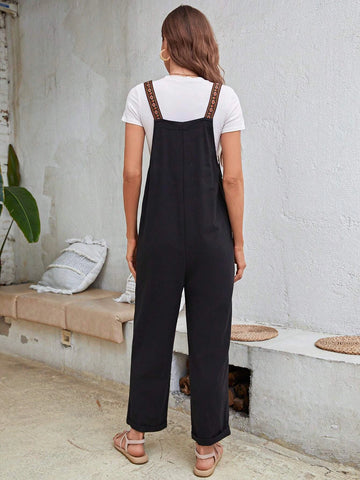 EMERY ROSE Geo Print Pinafore Jumpsuit Without Tee